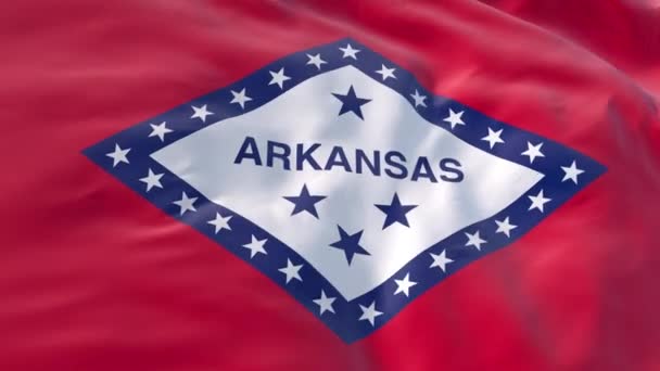 Arkansas Vlag Zwaaiend Wind Als Achtergrond Intro Staat Arkansas Vlag — Stockvideo