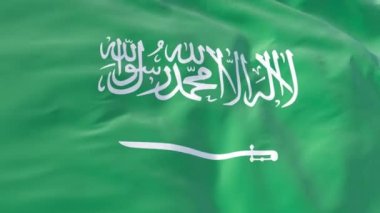 Suudi Arabistan bayrağı rüzgarda dalgalanıyor, Suudi Arabistan Krallığı bayrağı yavaş hareket animasyonu gerçekçi. Bayrak Kapat