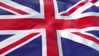 Birleşik Krallık, rüzgarda dalgalanan bayrak giriş için arka planda, Büyük Britanya Birleşik Krallığı ve Kuzey İrlanda bayrağı yavaş hareket animasyonu gerçekçi. Bayrak Kapat