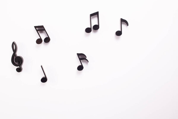 Notas Musicales Sobre Fondo Blanco Día Internacional Música Acostado Copiar — Foto de Stock