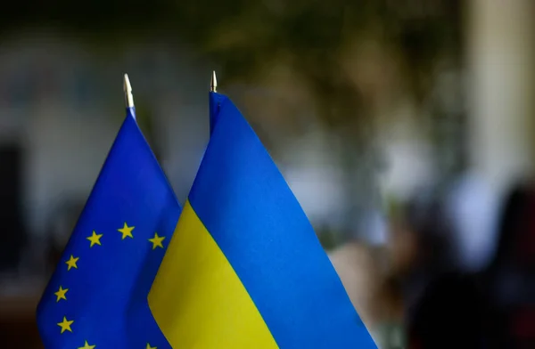 Bandiere Dell Ucraina Dell Partenariati Tra Paesi Concetto Ucraina Adesione — Foto Stock