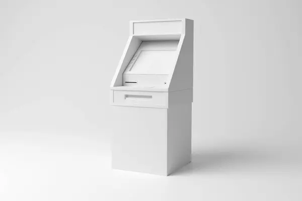 Witte Geldautomaat Atm Witte Achtergrond Monochroom Minimalisme Illustratie Van Het — Stockfoto