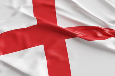 İngiltere bayrağı (Kızıl Aziz George haçı) kıvrımlı ve kırışıklıklı. İngiltere ile ilgili konuların ve konuların tasviri