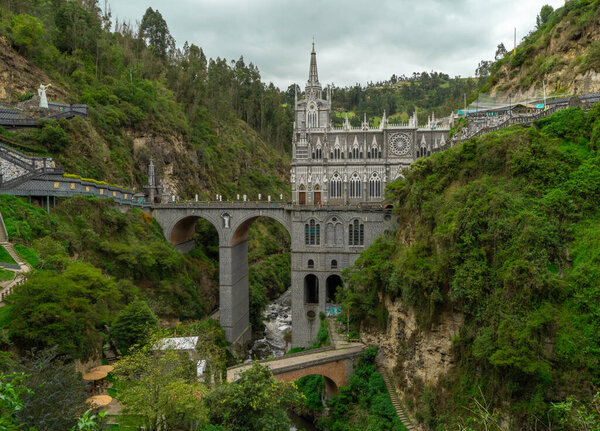 Sanctuary of Las Lajas, pilgrimage site and second wonder of Colombia, in Ipiales