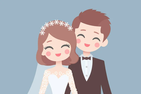 Düğün seremonisi, düğünde mutlu şirin bir gelin ve damat genç bir çiftin evlenmesi, sevgililer günü ve evlilik davetiyesi konsepti, aşk vektör çizimi.