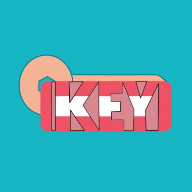 Konsept açıcı veya anahtarı, katmanlı ve düzenlenebilir vuruşu olan tasarım vektörü logosu veya markası