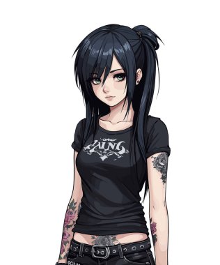 kısa siyah saçlı anime manga kızı