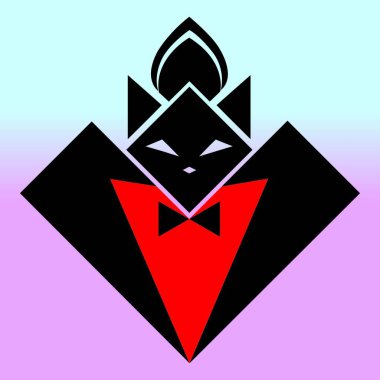 Hayvan suratlı. Kedi tasarımı Vektör illüstrasyon Gradyan arka planı. Çocuk kıyafetleri tasarımı. Dövme. Logo tasarımı, tişört tasarımı