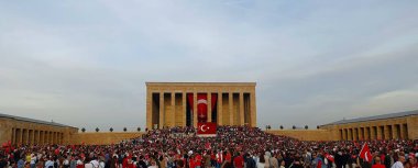 Ankara, Türkiye - 29 Ekim 2023: Anitkabir, Atatürk Anıtmezarı - 29 Ekim Cumhuriyet Günü - 29 Ekim Cumhuriyet Günü 'nün 100. yıldönümü