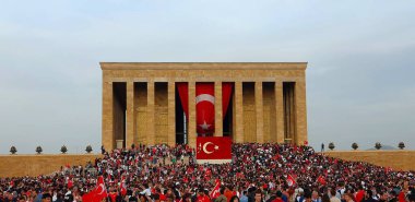 Ankara, Türkiye - 29 Ekim 2023: Anitkabir, Atatürk Anıtmezarı - 29 Ekim Cumhuriyet Günü - 29 Ekim Cumhuriyet Günü 'nün 100. yıldönümü