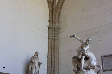 28 July 2018. Florence, Italy: Sculptures at the Loggia dei Lanzi. clipart