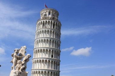 Piazza dei Miracoli, the Duomo and the leaning tower, world heritage in Pisa, Tuscany, Italy, 28 July 2018. clipart