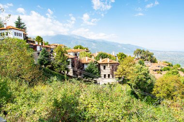 Yunanistan 'daki eski Panteleimon köyünün manzarası