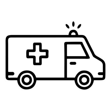 Ambulans ana hatları vektör simgesi.