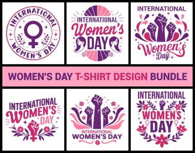 International women's day t-shirt design bundle. Vector illustration. clipart