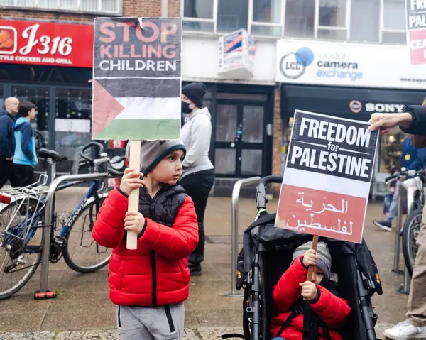 stock image Two brothers join Pro Palestine Protest, 14 december 2023, Southampton, UK