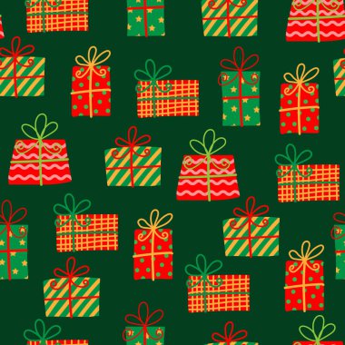 Noel şablonu. Mücevherat, yeşil arka planda şeker kamışı. Noel desenleri tatil temalı arka planlar, ambalaj kağıtları, tebrik kartları ve şenlikli dijital tasarımlar için uygundur..