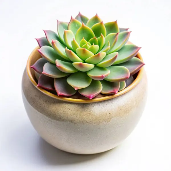 stock image a closeup shot of a green succulent plant in a white ceramic pot on a white background