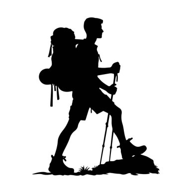 Yürüyüşçü dağcı macera silueti