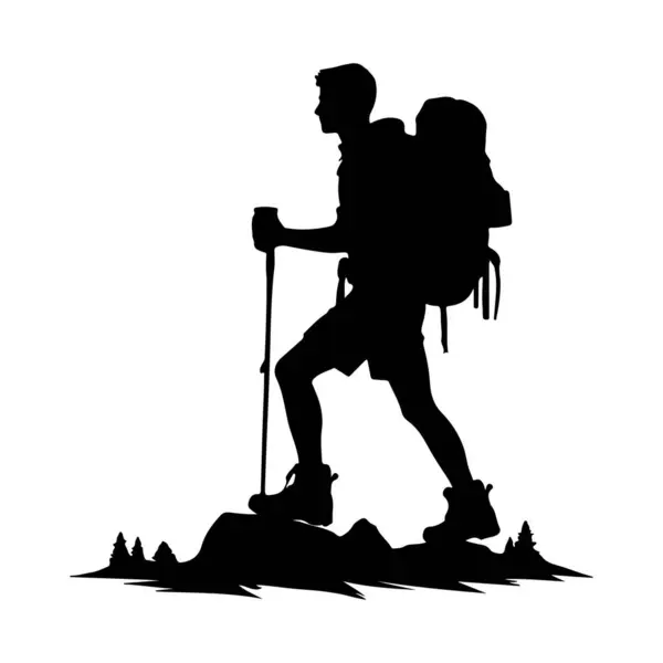 Yürüyüşçü dağcı macera silueti