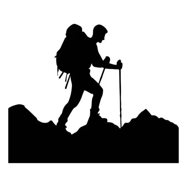 Yürüyüşçü dağcı macera silueti