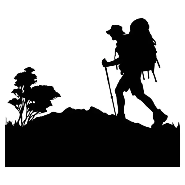 Yürüyüşçü dağcı macera silueti