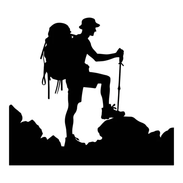 Yürüyüşçü dağcı macera silueti