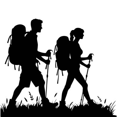Çift yürüyüşü siluet vektör sanatı