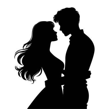 Romantik bir çift yüz yüze vektör tasarımı