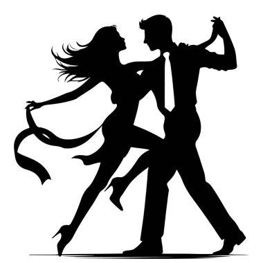 Romantik bir çift dans vektörü tasarımı