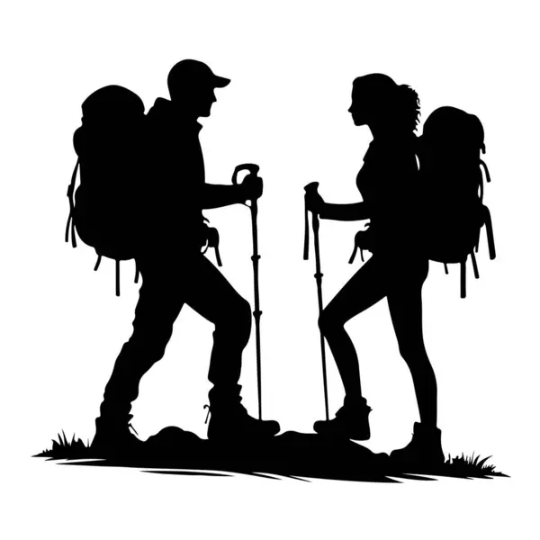 Çift yürüyüşü siluet vektör sanatı