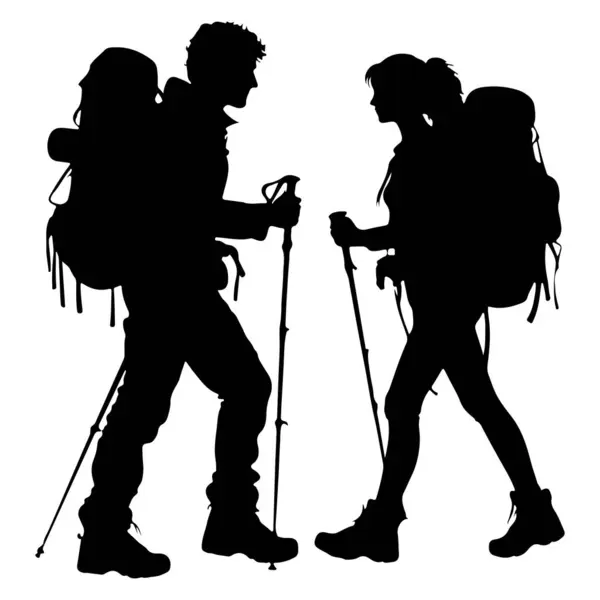 Çift yürüyüşü siluet vektör sanatı