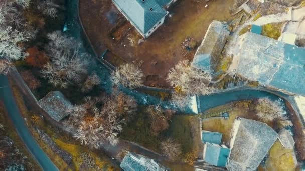 Luftaufnahme Einer Alten Galizischen Stadt Der Man Verlassene Gebäude Und — Stockvideo