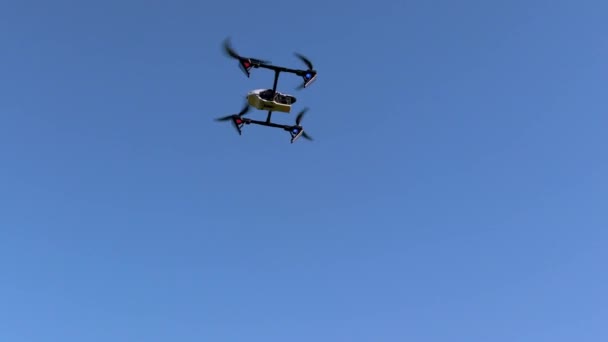 Drone Sky Movement Technology Can Seen Completely Blue Sky Background — Stock Video