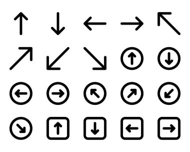 Ok için kalın satır simgeleri ayarlandı.