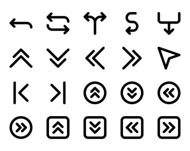 Ok için kalın satır simgeleri ayarlandı.