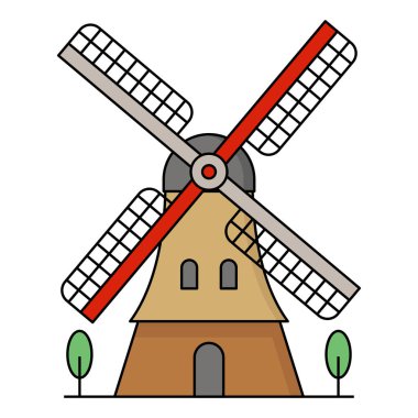Amsterdam Windmill Hollanda 'nın dünyaca ünlü binası.
