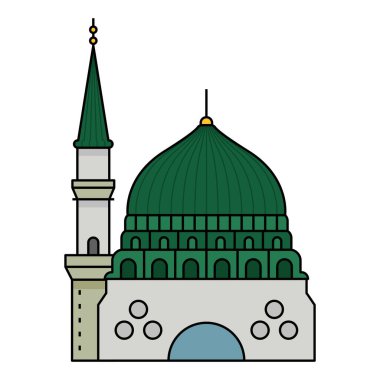 Madinah Mescidi 'nin dünyaca ünlü binası El Nabawi Suudi Arabistan.