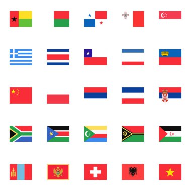 Dünya ulusal bayrakları vektör çizimleri.