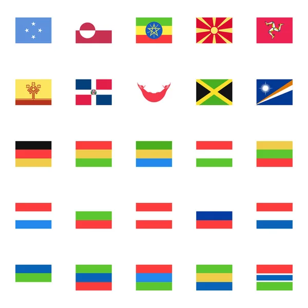 Conjunto de bandeiras de países asiáticos com acenando estilo de forma  quadrada