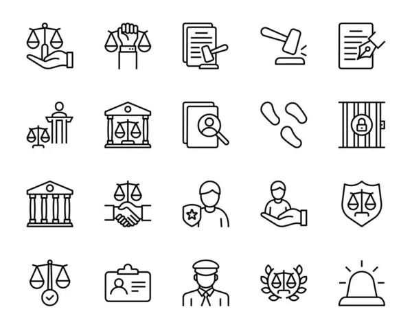 stock vector Outline icons set for Law and Justice.