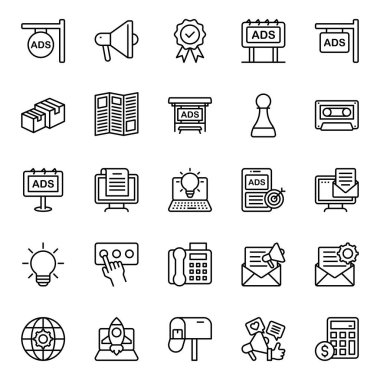 Taslak simgeleri pazarlama ve reklam için ayarlandı.