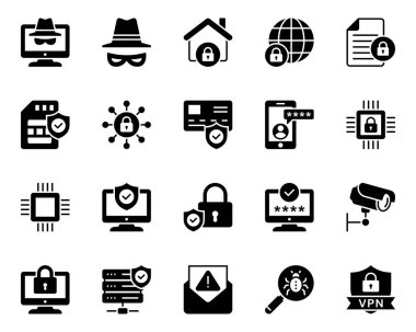 Siber güvenlik için simge simgeleri ayarlandı.