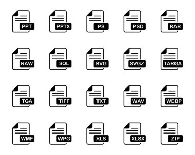 Dosya biçimi için simge simgeleri ayarlandı.