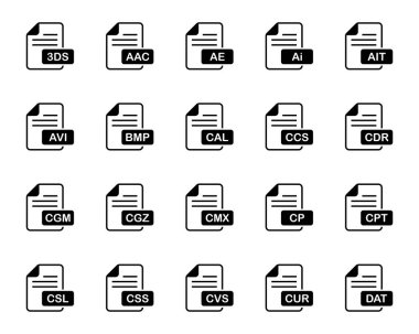 Dosya biçimi için simge simgeleri ayarlandı.