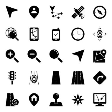 Harita ve navigasyon için simge simgeleri ayarlandı.