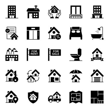 Glyph simgeleri emlak için ayarlandı.