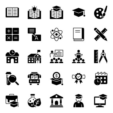 Okul eğitimi için simgeler ayarlandı.