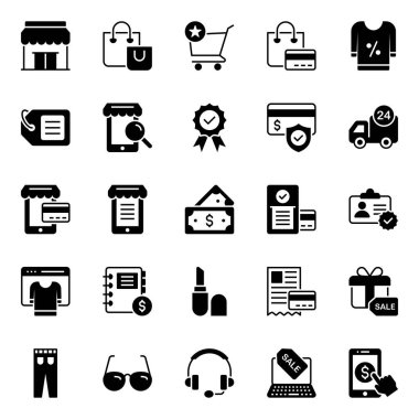 Alışveriş e-ticareti için simgeler ayarlandı.