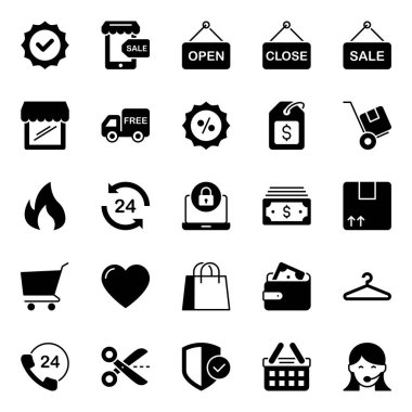 Alışveriş e-ticareti için simgeler ayarlandı.